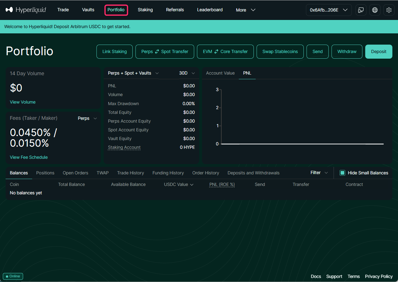 Portfolio画面を開く