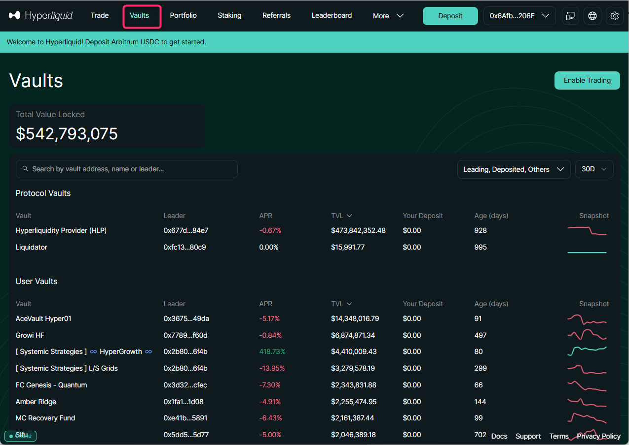 Vaults画面で対象Vaultを開く