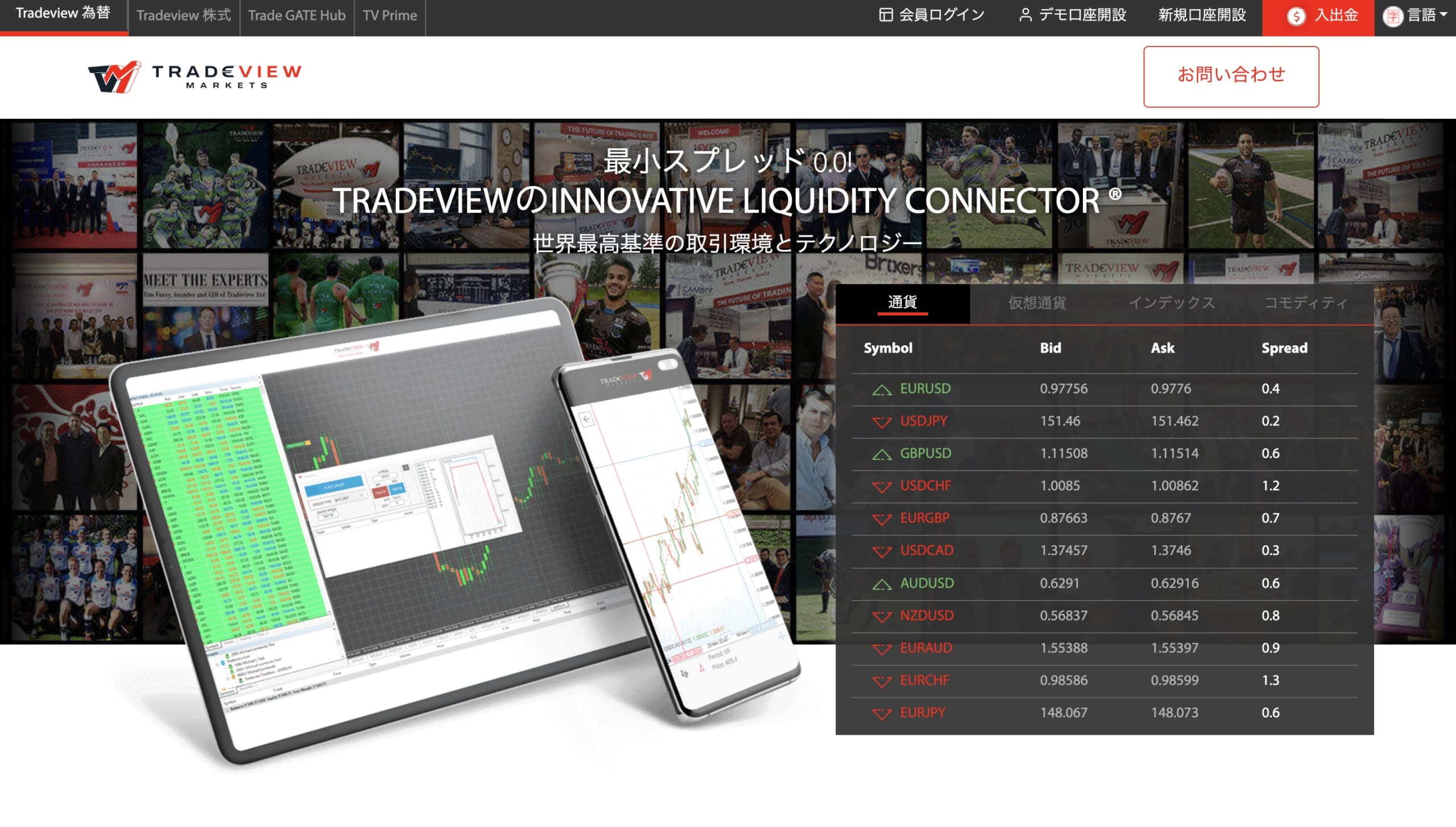 Tradeview｜スプレッドが業界で2番目に狭い