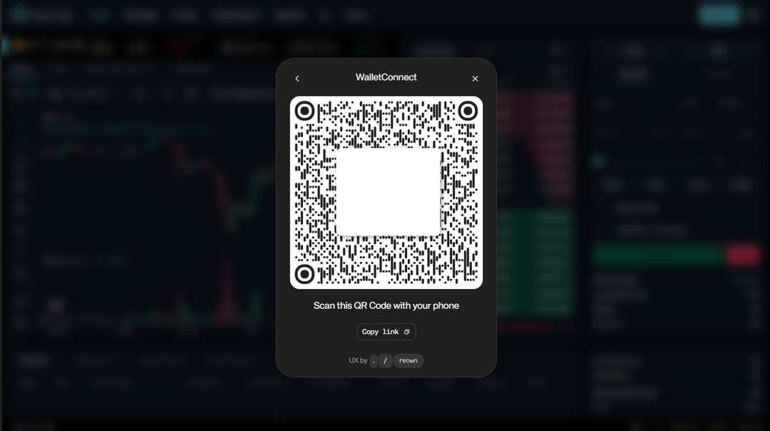 表示されたWalletConnectのQRコードを確認する