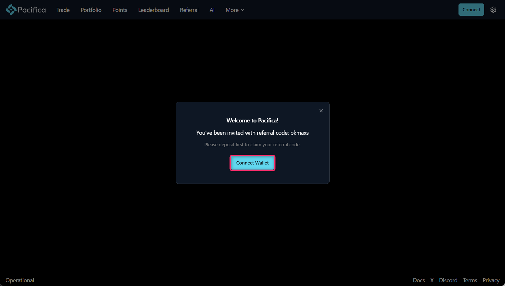 Welcomeポップアップが表示されているか確認する