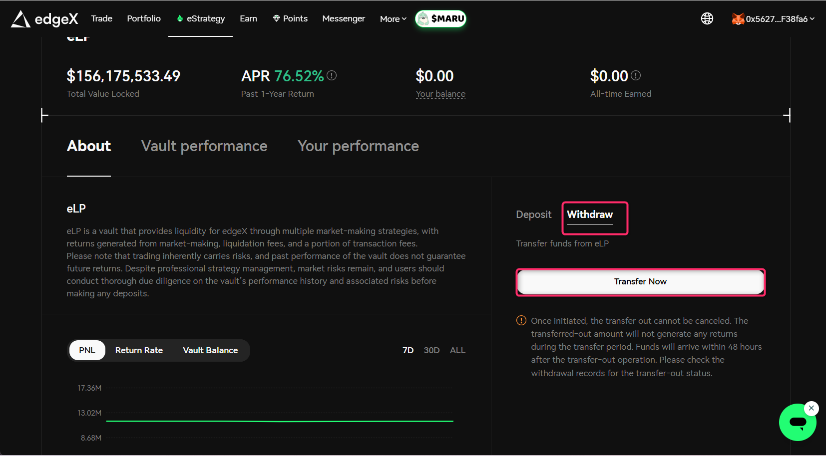 「Withdraw」タブを選択する