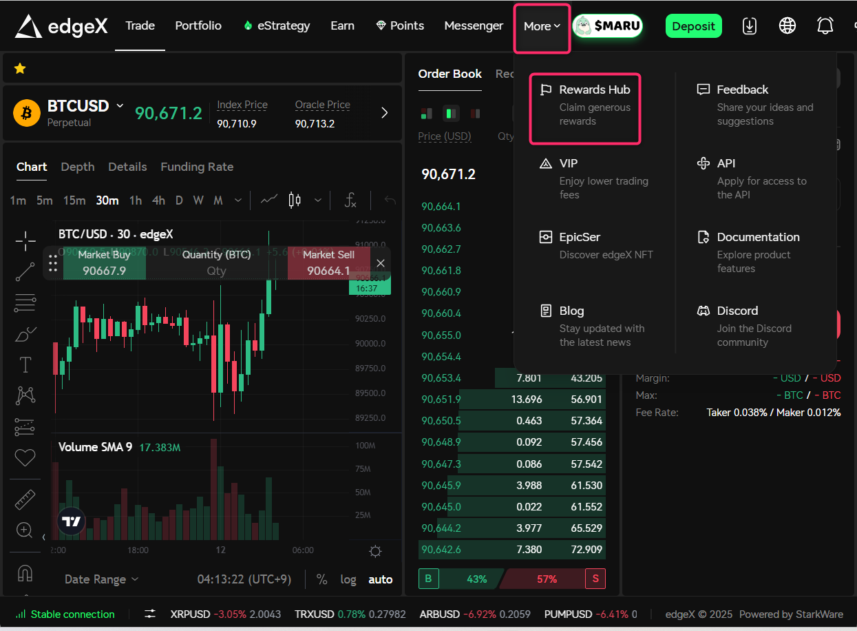 More → Rewards Hubをクリック