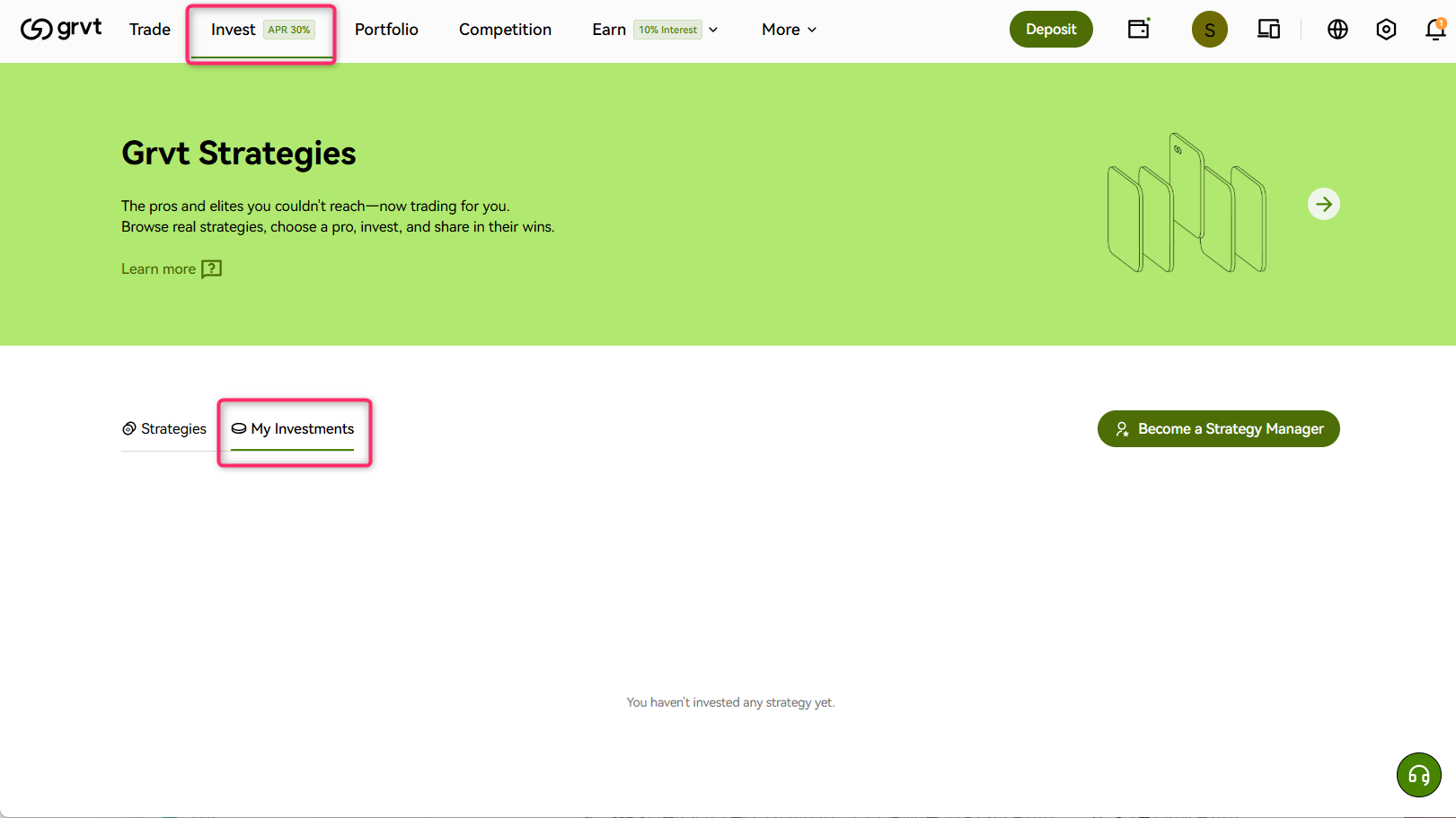「My Investments」でRedeemを押す