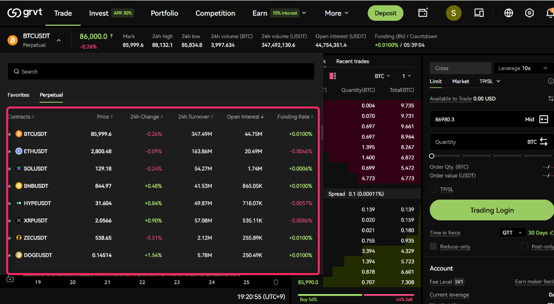リストから取引したい銘柄を選ぶ