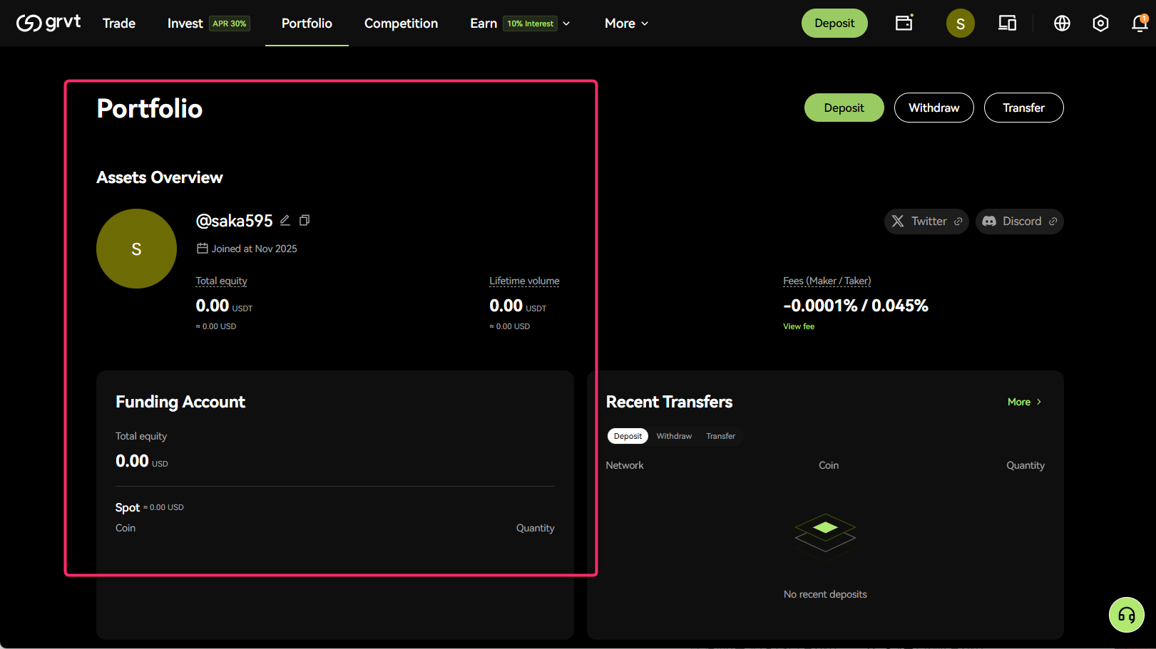 PortfolioでUSDT残高をチェックし、必要ならWithdraw