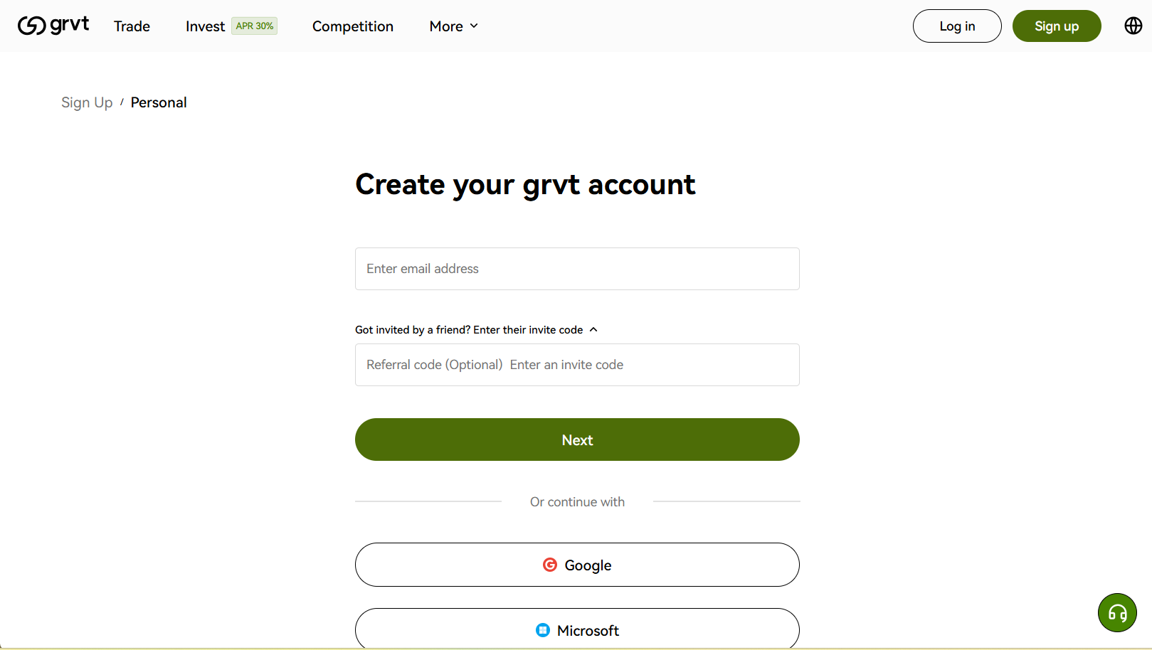 メールアドレスとパスワードを入力してアカウントを作成