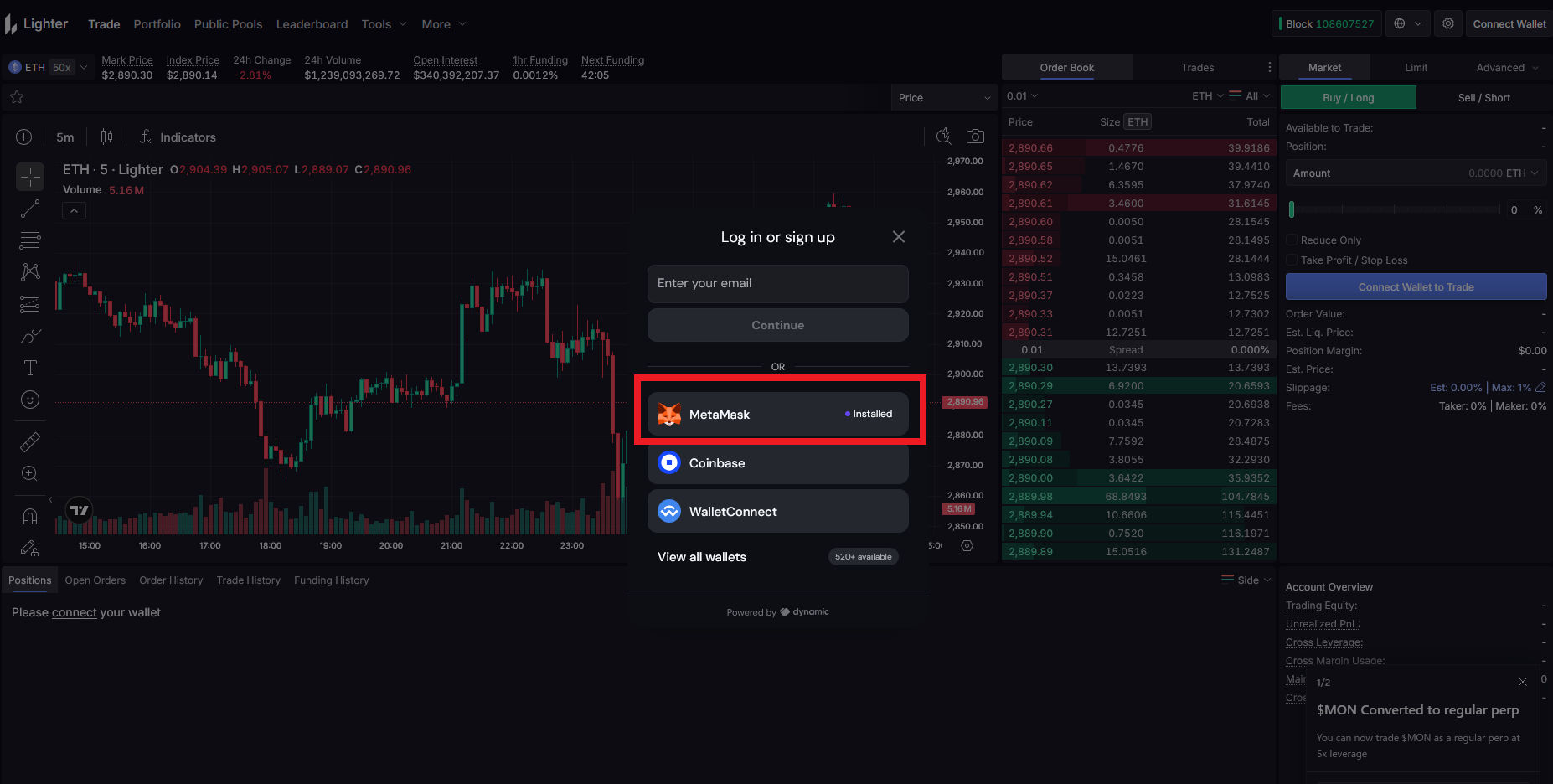 Connect Walletをクリック
