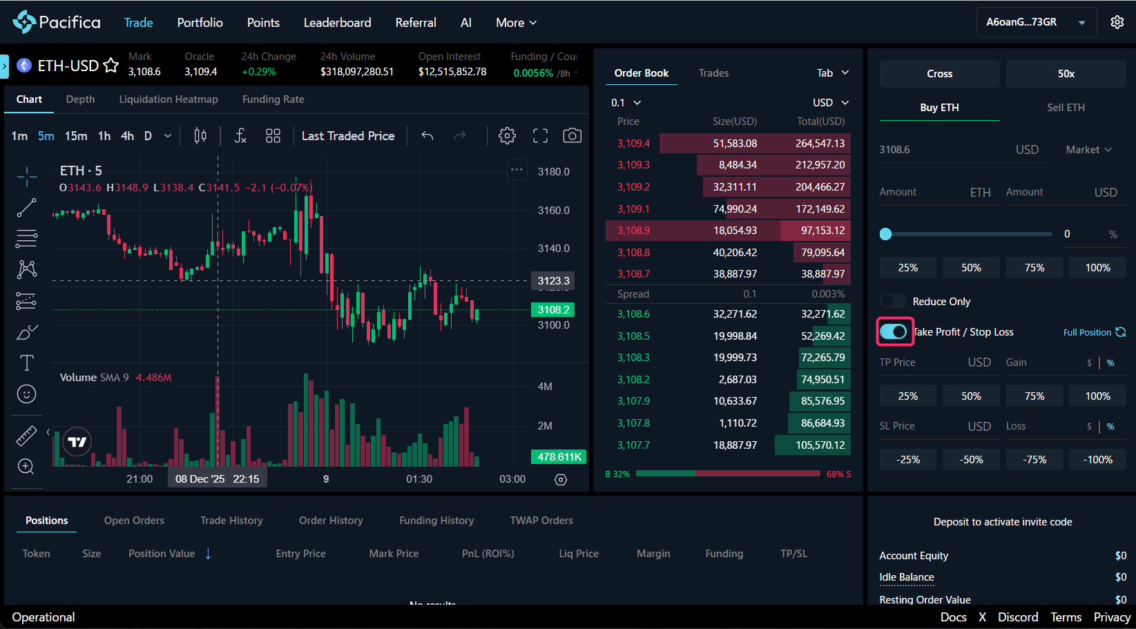 TP/SLの入力欄を表示する
