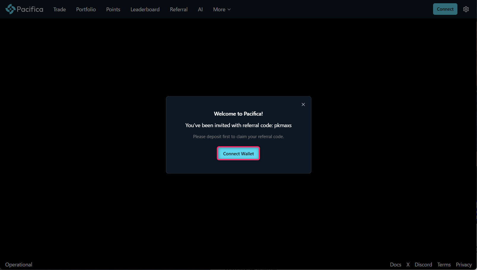 「Connect Wallet」ボタンを押す