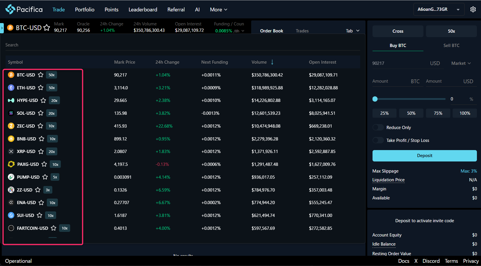 銘柄一覧からトレードしたいペアを探す