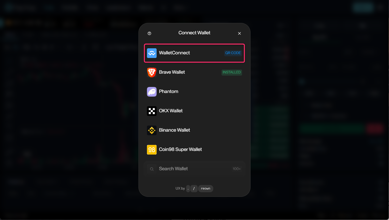 ウォレット一覧からWalletConnectを選択する