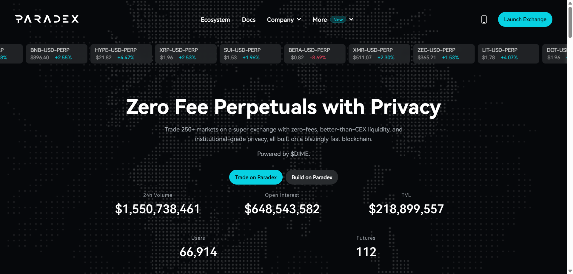 12位:Paradexはメイカー・テイカー共に手数料無料