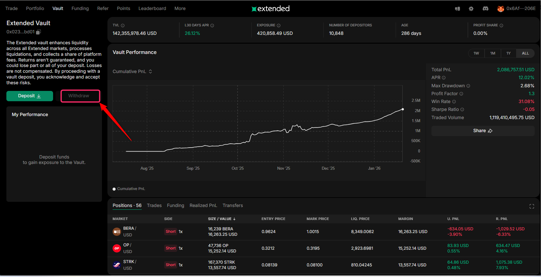 Vault画面を開く
