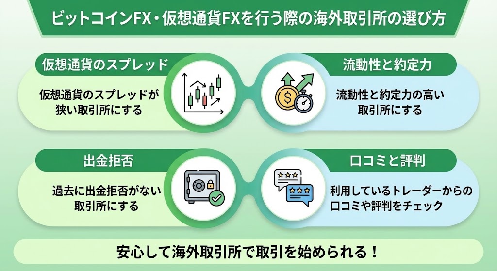 ビットコインFX・仮想通貨FXを行う際の海外取引所の選び方