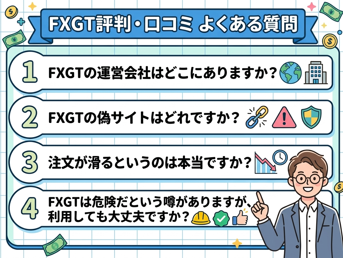 FXGTの評判・口コミについてよくある質問