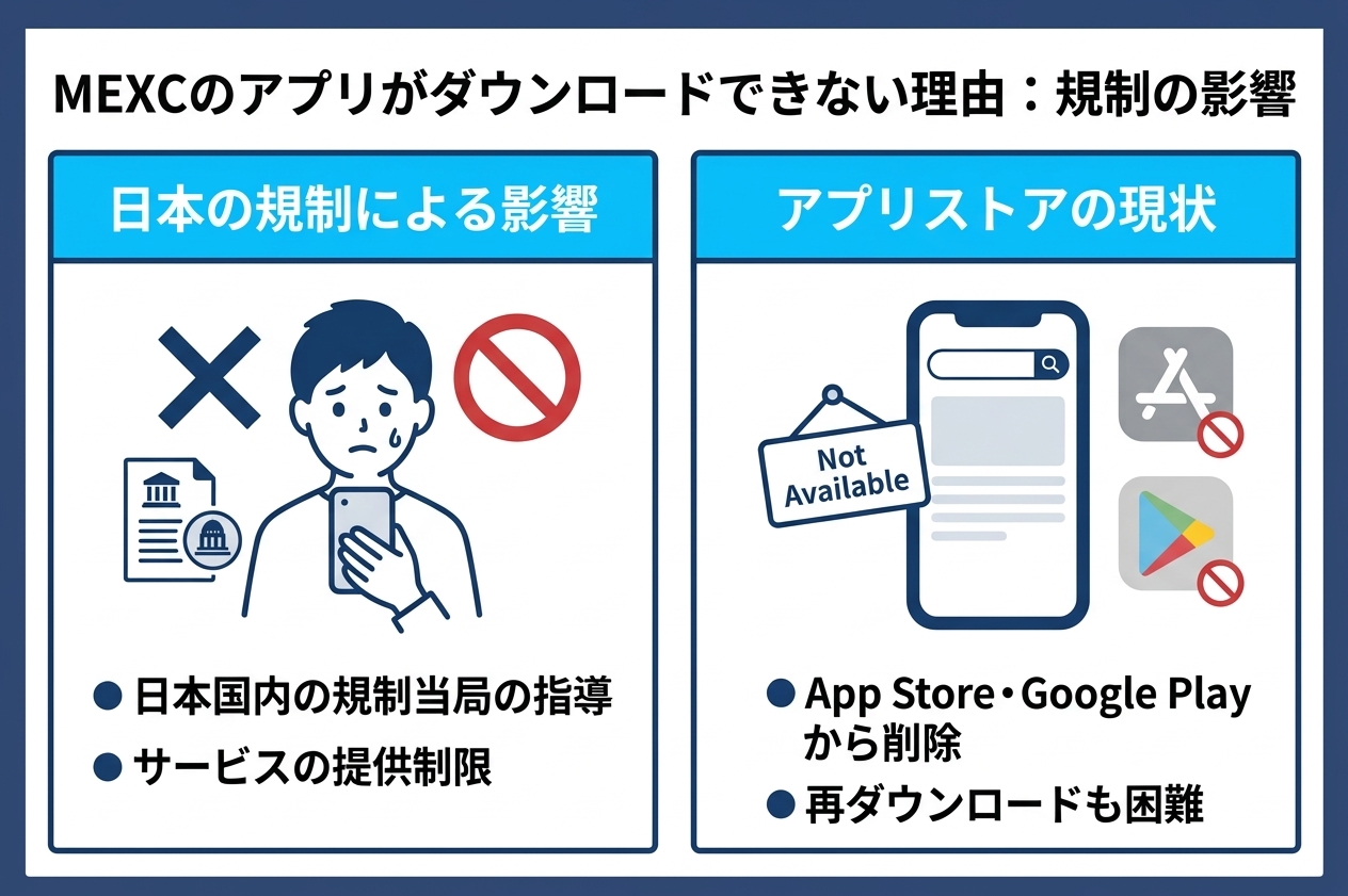 MEXCのアプリがAppStore・GooglePlayからダウンロードできないのは規制の影響