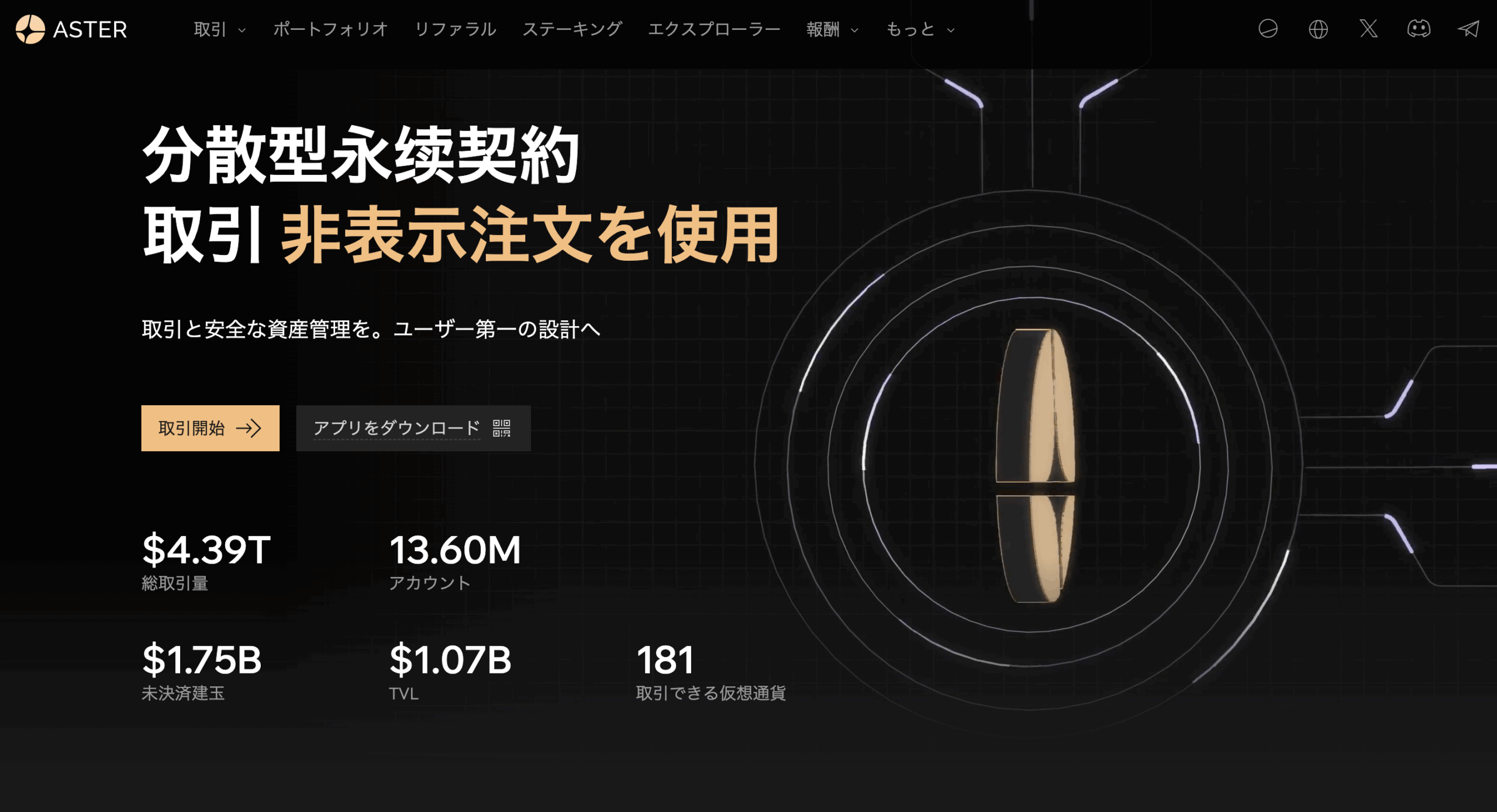 AsterはHiddenOrderにより注文内容が約定まで非公開になるのでMEV対策ができる