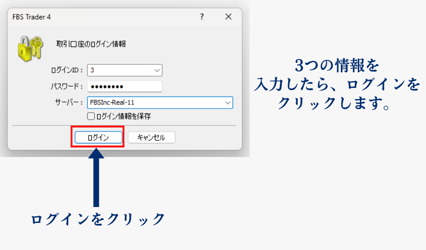 FBS MT4/MT5ログインをクリック